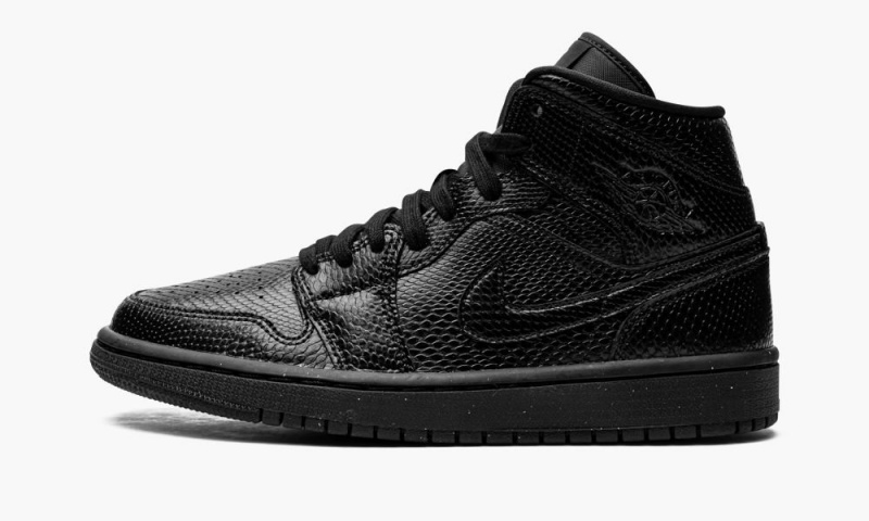 Nike Air Jordan 1 Mid \'Black Snakeskin\' Skor Dam Svarta Vita | 936-HMFPXC