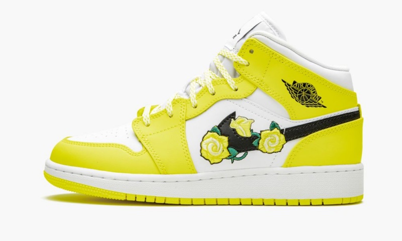 Nike Air Jordan 1 Mid GS \'Dynamic Yellow\' Skor Barn Gula Svarta Vita | 864-ZKGUAO