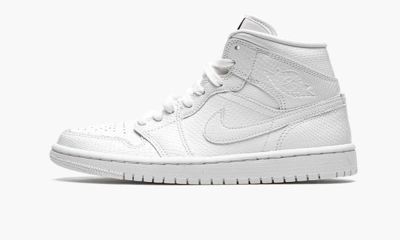 Nike Air Jordan 1 Mid \'White Snakeskin\' Skor Dam Vita | 217-EWGCLZ