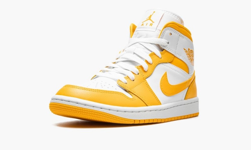 Nike Air Jordan 1 Mid 'White / University Gold' Skor Dam Vita Guld | 128-BFZSKJ