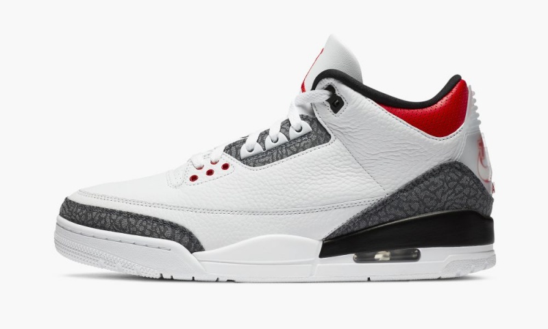 Nike Air Jordan 3 Retro SE-T Denim \'Japan Exclusive - Fire Red\' Skor Herr Vita Röda Svarta | 654-CPNSYK