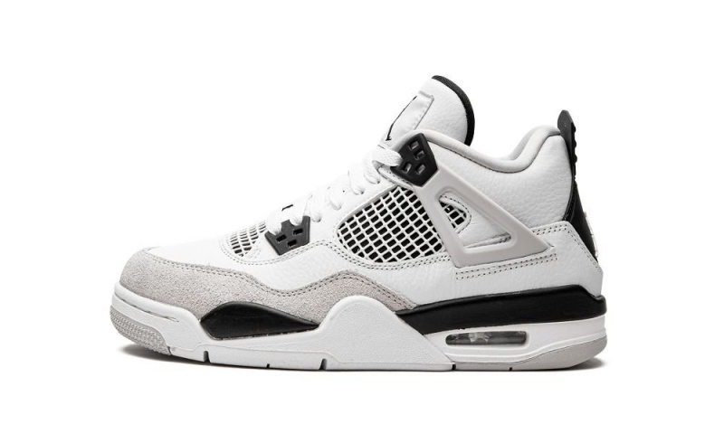 Nike Air Jordan 4 Retro GS \'Military Black\' Skor Barn Vita Svarta Grå | 476-OEWAXQ