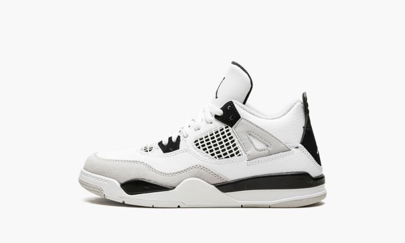 Nike Air Jordan 4 Retro PS \'Military Black\' Skor Barn Vita Svarta Grå | 935-OJMRQD