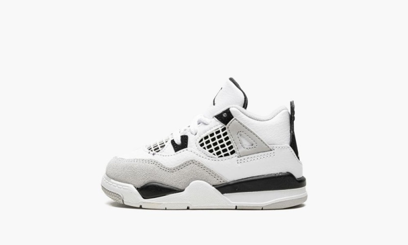 Nike Air Jordan 4 Retro TD \'Military Black\' Skor Barn Vita Svarta Grå | 132-XIYNKW