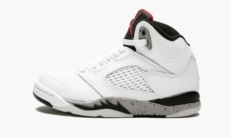 Nike Air Jordan 5 Retro BP \'White Cement\' Skor Barn Vita Röda Svarta | 180-WGHEXS