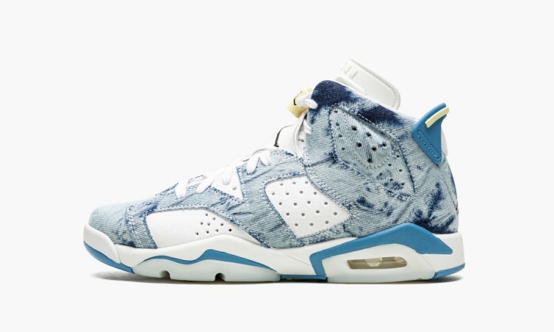 Nike Air Jordan 6 Retro GS \'Washed Denim\' Skor Barn Vita Blå Svarta | 586-MZETLW